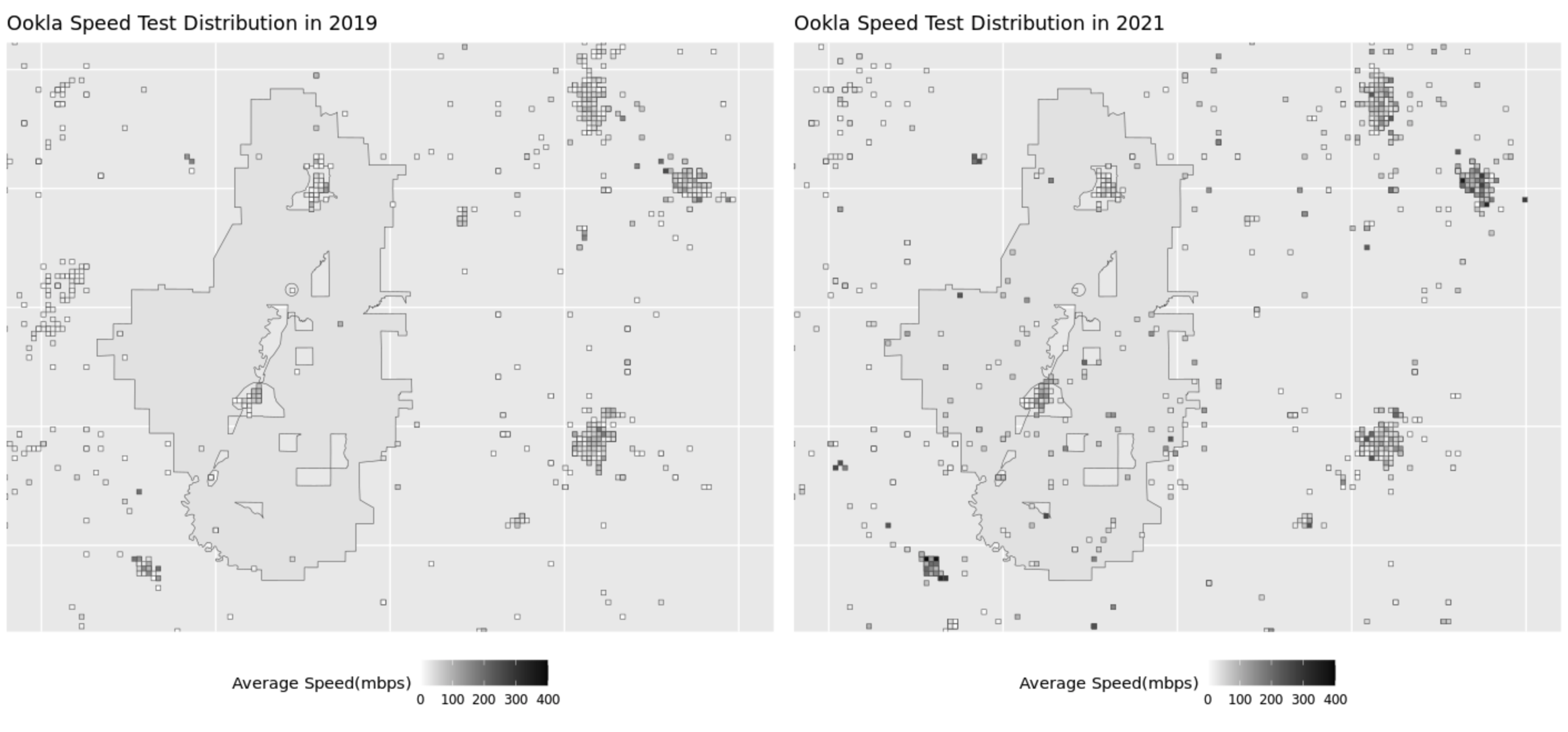 Map of raw Ookla data near the sample project area